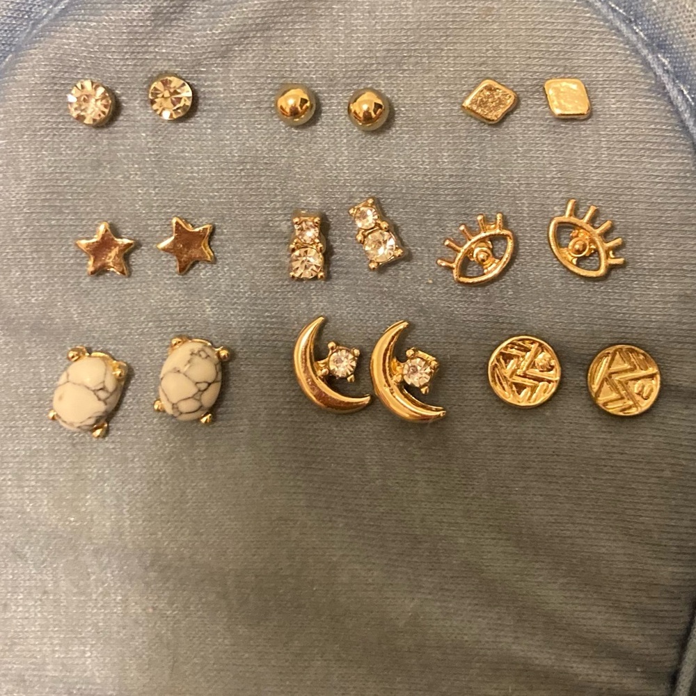 Gold and Silver Stud Earring Set